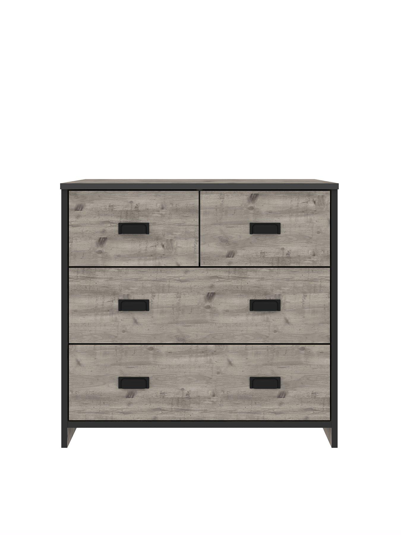 Image 3 of 6 of The Very Collection Jackson 4 Piece Package - Kids 2 Door, 1 Drawer Wardrobe, 2 +&nbsp;2 Drawer Chest, 2 Drawer Bedside Chest and Desk - Mexican Grey