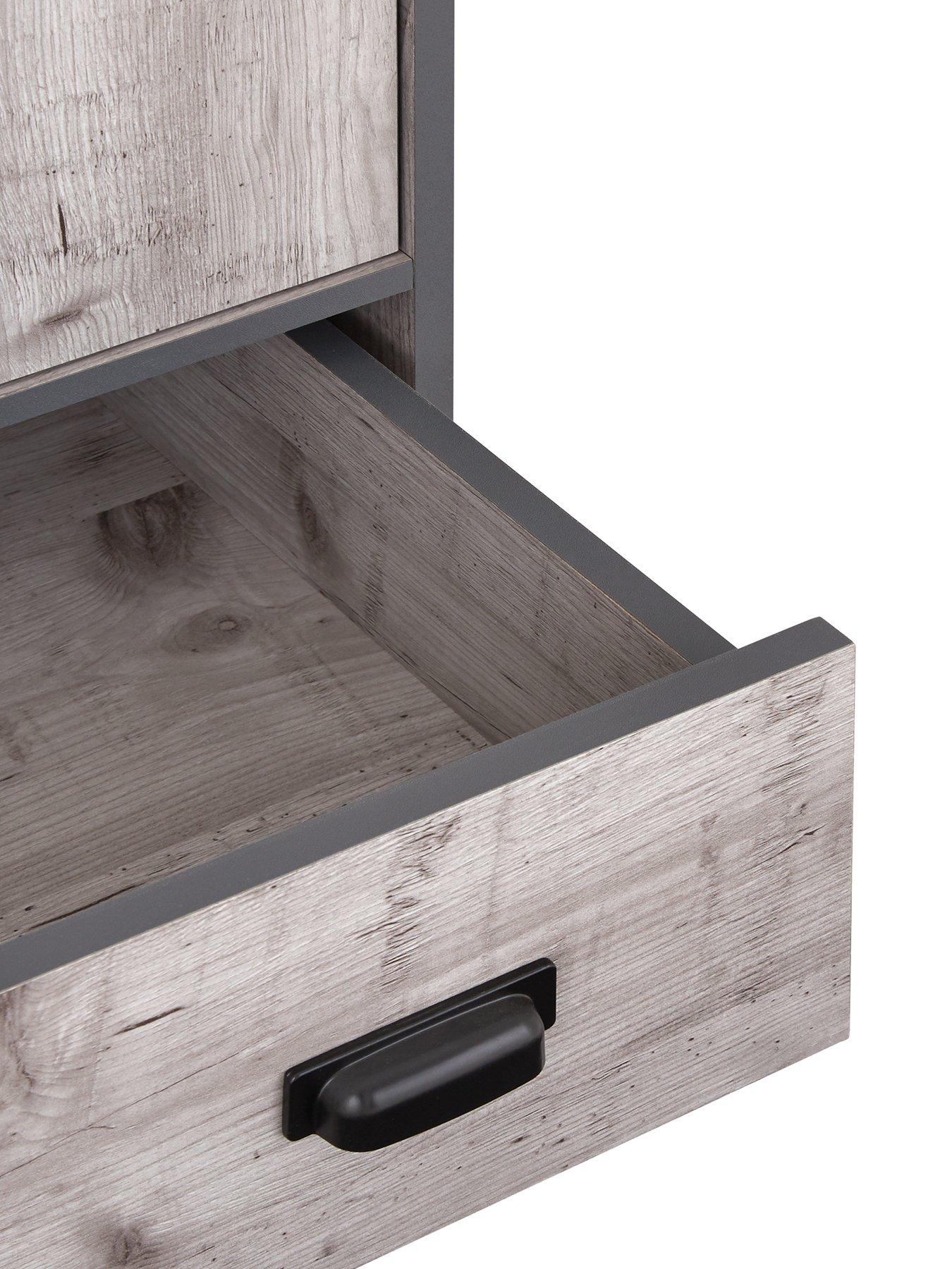 Image 5 of 6 of The Very Collection Jackson 4 Piece Package - Kids 2 Door, 1 Drawer Wardrobe, 2 +&nbsp;2 Drawer Chest, 2 Drawer Bedside Chest and Desk - Mexican Grey