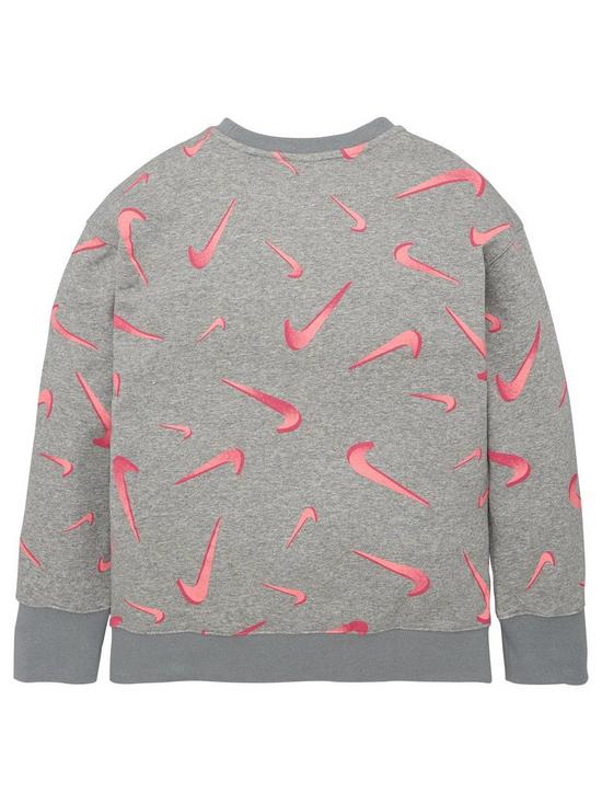 back image of nike-girls-nsw-french-terry-all-over-print-boyfriend-crew-neck-sweat-top-greynbsp