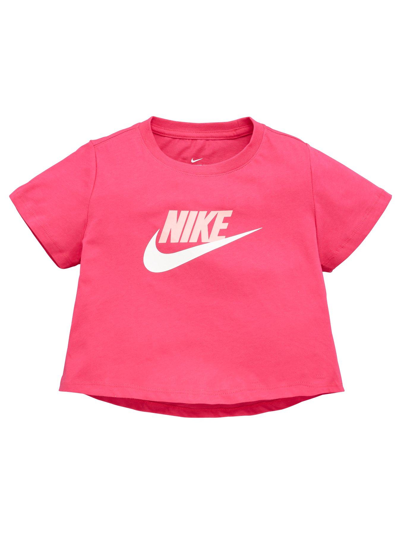 Nike Girls NSW Crop Futura T-shirt - Pink | littlewoods.com