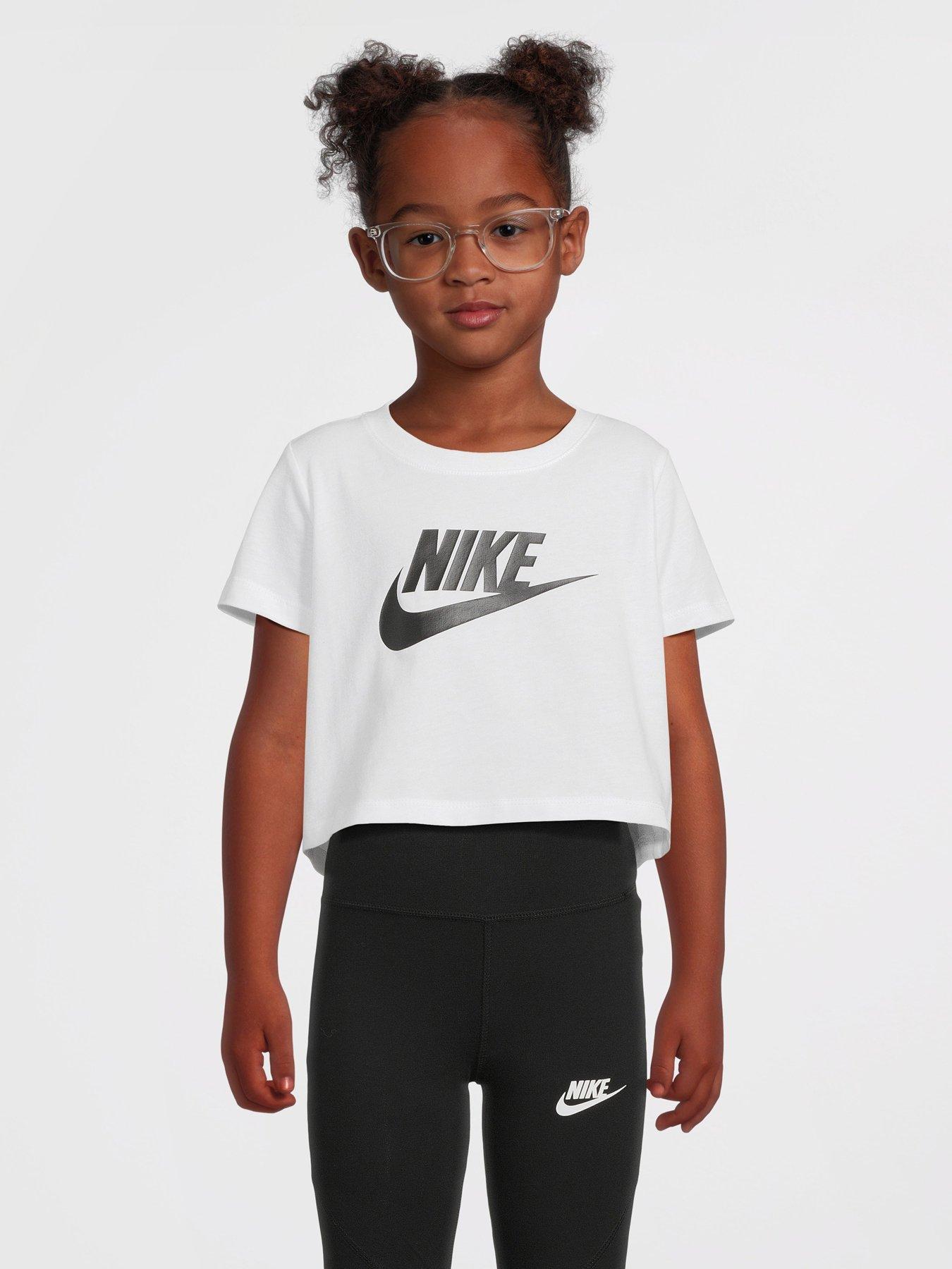 Nike Older Girls Futura Boxy T Shirt White Black littlewoods