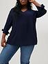  image of v-by-very-curve-tie-sleeve-tunic-navy