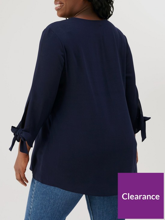stillFront image of v-by-very-curve-tie-sleeve-tunic-navy