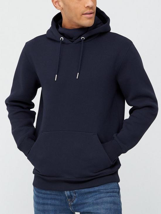 front image of very-man-hoodie-with-face-covering-navy