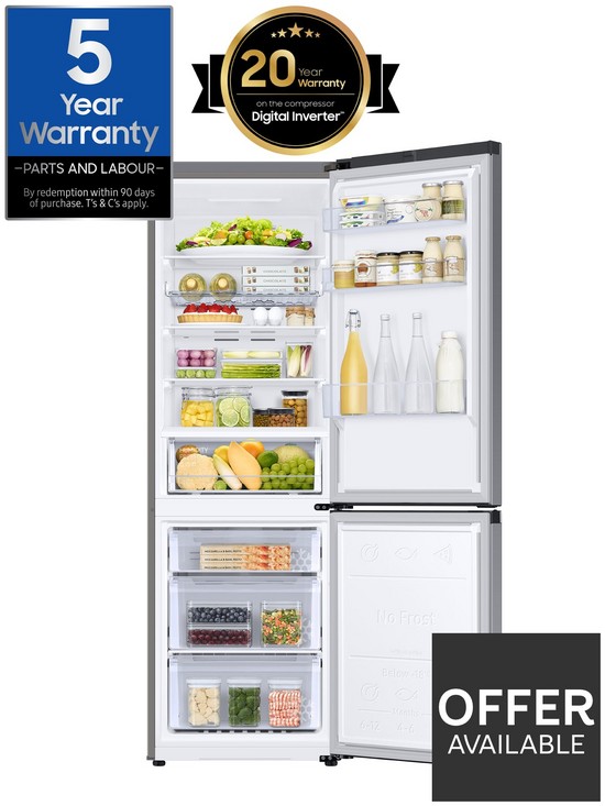 stillFront image of samsung-series-5-rb34t602esaeunbspfridge-freezer-with-spacemaxtrade-technology-e-rated-silver
