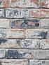  image of fresco-distressed-brick-navy-and-red-wallpaper