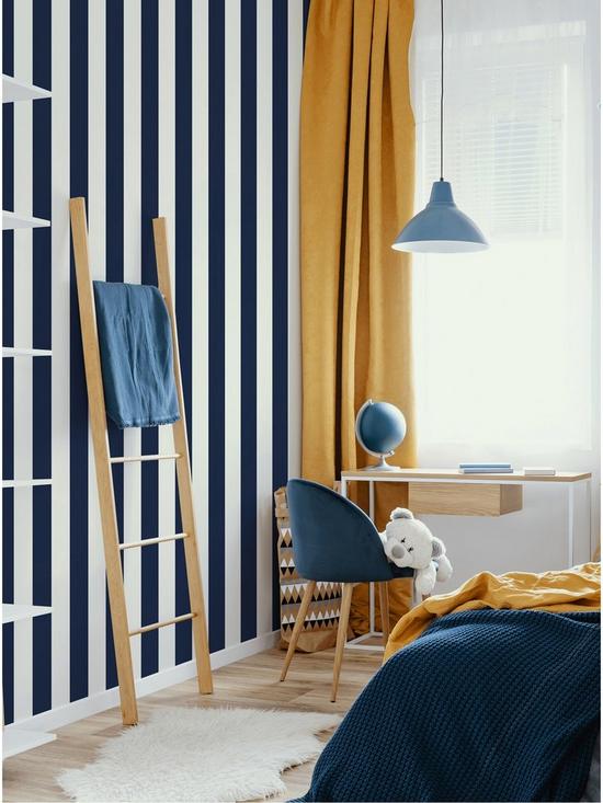front image of superfresco-easy-navy-stripe-wallpapernbsp