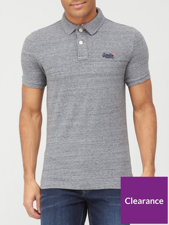 front image of superdry-classic-pique-polo-shirt-grey
