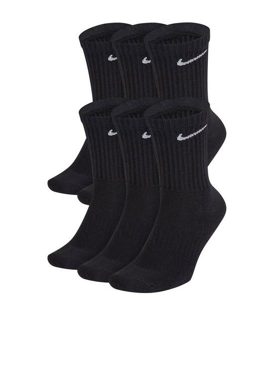 front image of nike-6nbsppacknbspeveryday-cushioned-training-ankle-socks-black