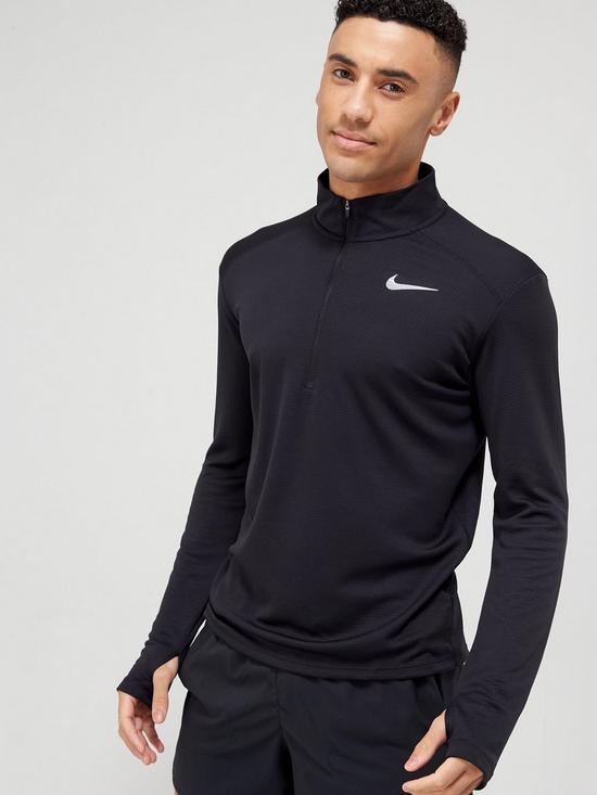 front image of nike-pacer-hybrid-running-top-black