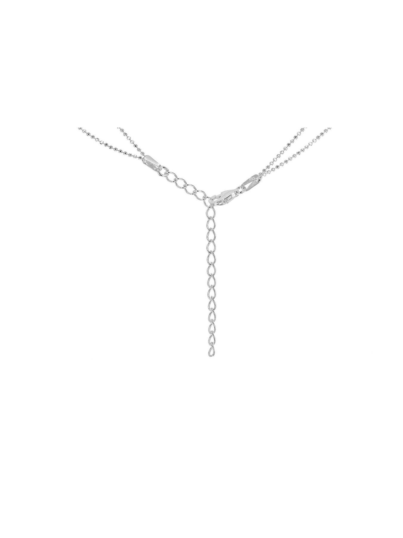 Image 3 of 3 of The Love Collection Sterling Silver Moon and Star Diamond Cut Ball Chain Necklace