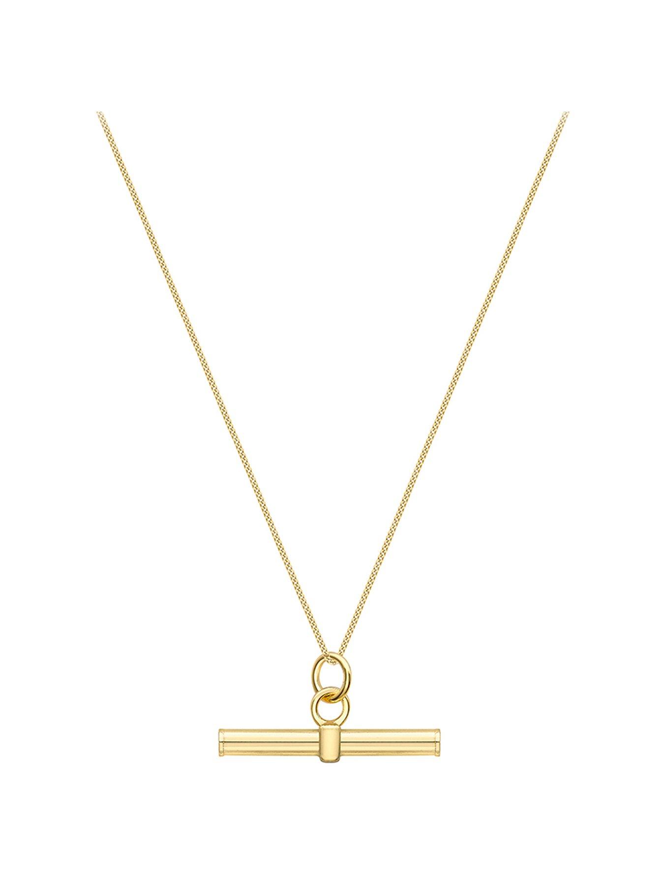 Image 1 of 3 of The Love Collection 9ct Yellow Gold Round T-Bar Pendant