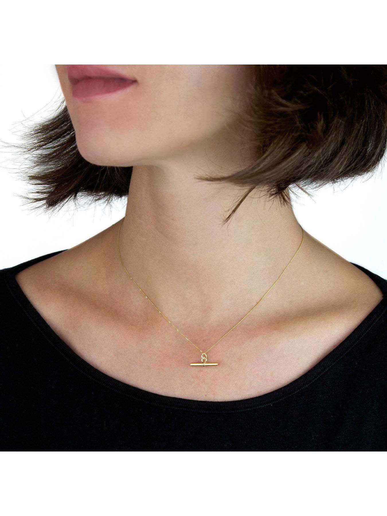 Image 2 of 3 of The Love Collection 9ct Yellow Gold Round T-Bar Pendant