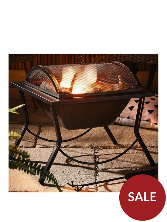 front image of amalfi-curved-garden-fire-pit