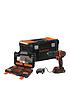 black-decker-18v-2-gear-hammer-drill-with-19rsquo-toolbox-and-104-accessory-setfront