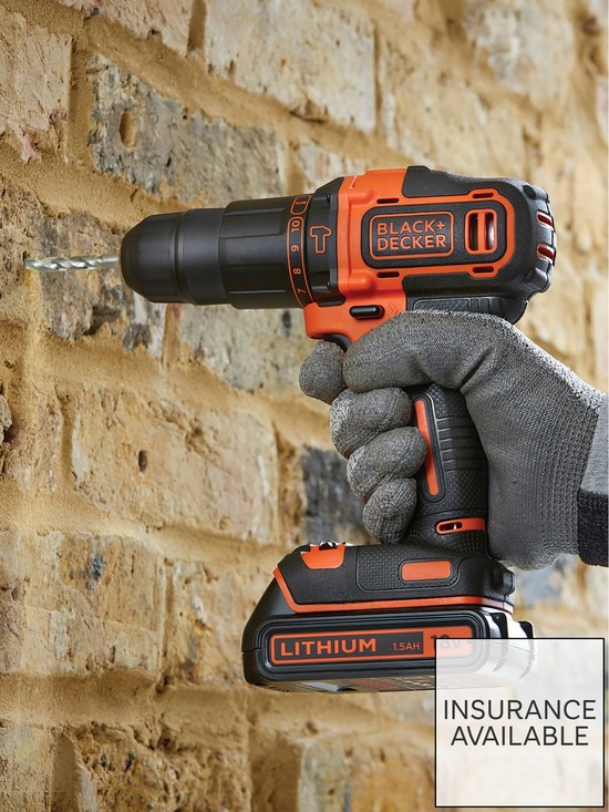 stillFront image of black-decker-18v-2-gear-hammer-drill-with-toolbox-and-104-accessory-set