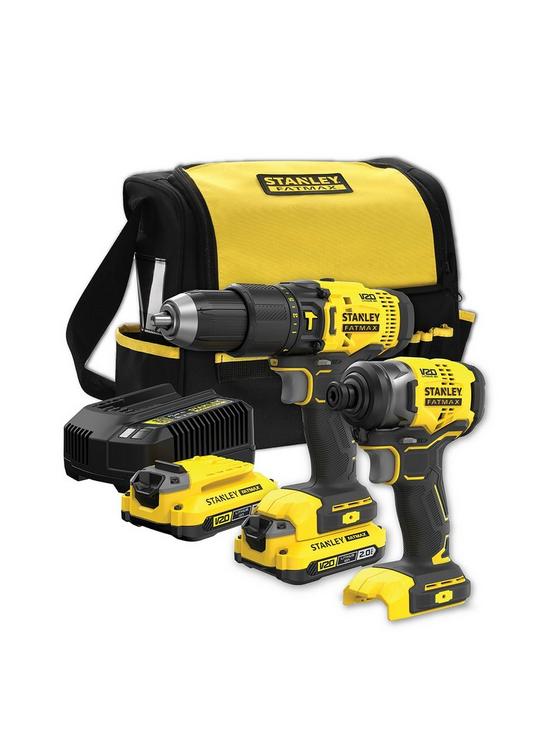front image of stanley-fatmax-fatmaxreg-v20-18v-combi-drill-and-impact-driver-sfmck465d2s-gb