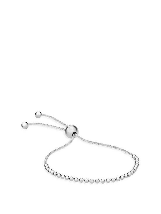 front image of the-love-silver-collection-sterling-silver-beaded-adjustable-slider-bracelet