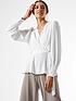  image of dorothy-perkins-plain-shirred-cuff-wrap-top--nbspivory