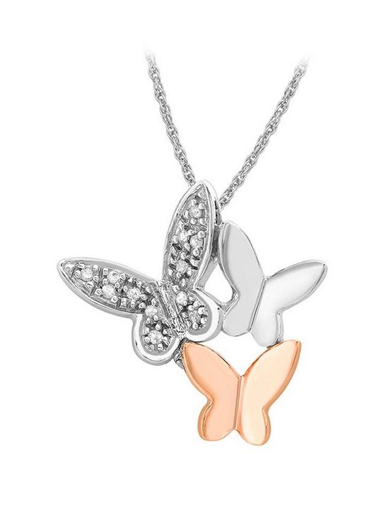 front image of love-diamond-9ct-white-and-rose-gold-diamond-butterfly-necklace
