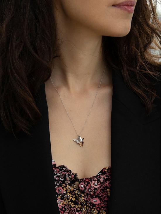stillFront image of love-diamond-9ct-white-and-rose-gold-diamond-butterfly-necklace