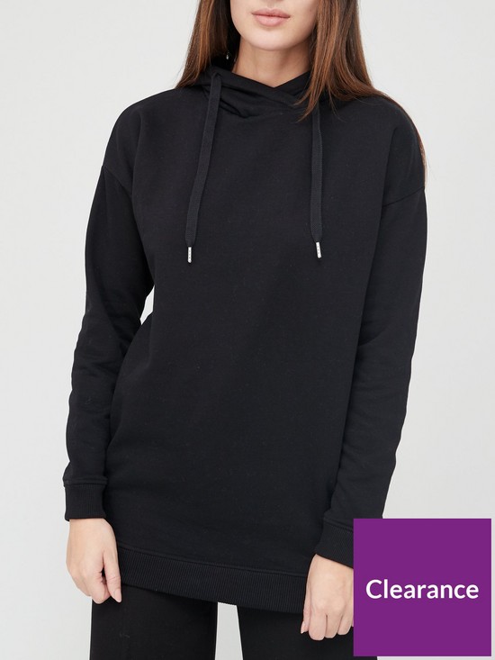 front image of v-by-very-ath-leisure-cross-over-neck-hoodie-black