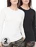  image of everyday-2-pack-long-sleevenbspstretch-crew-neck-top-blackwhite