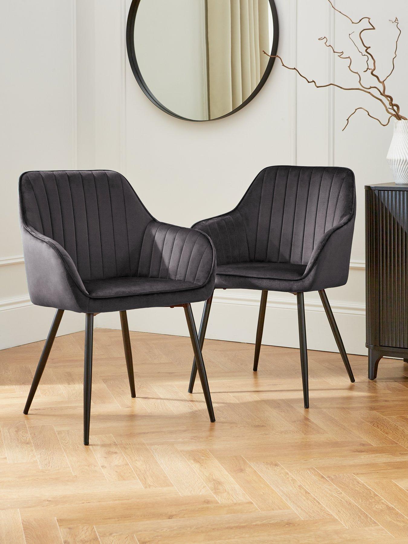 Very Home Pair of Alisha Dining Chairs - Charcoal/Black