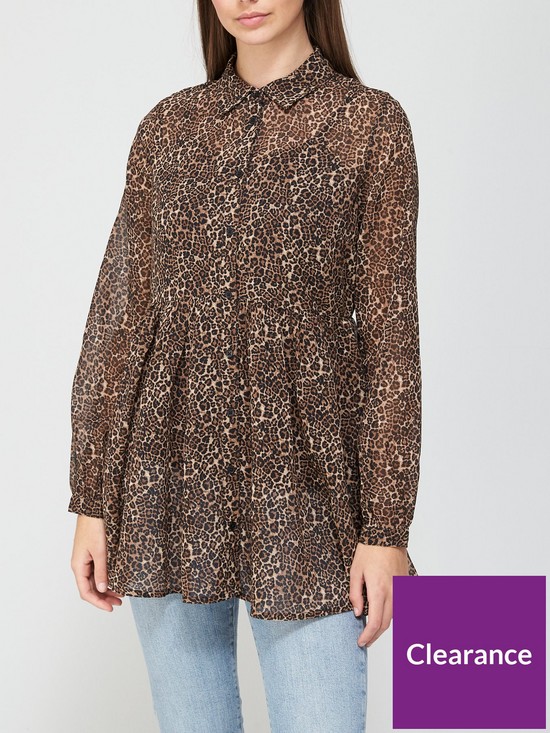 front image of v-by-very-georgette-longline-shirt-animal-print