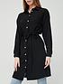  image of v-by-very-extra-longline-button-through-shirt-black
