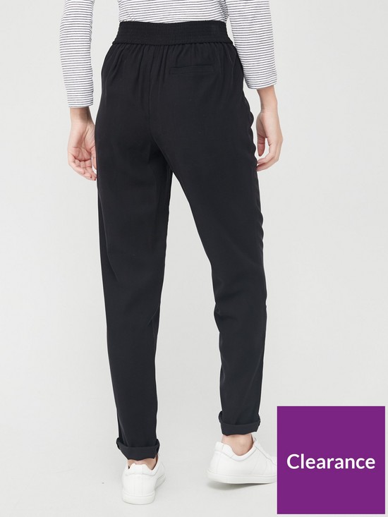 stillFront image of v-by-very-shirred-waist-band-twill-trousers-black