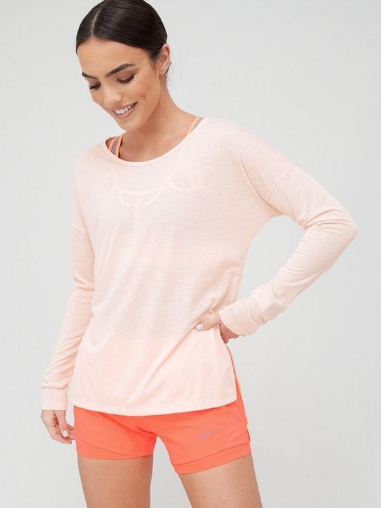 front image of nike-training-dry-layer-long-sleevenbsptop-pink
