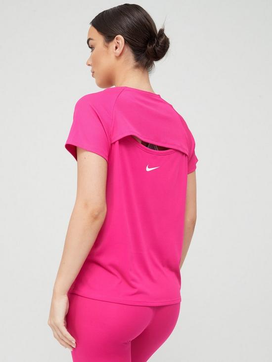 stillFront image of nike-running-icon-clash-miler-t-shirt-pinkwhite