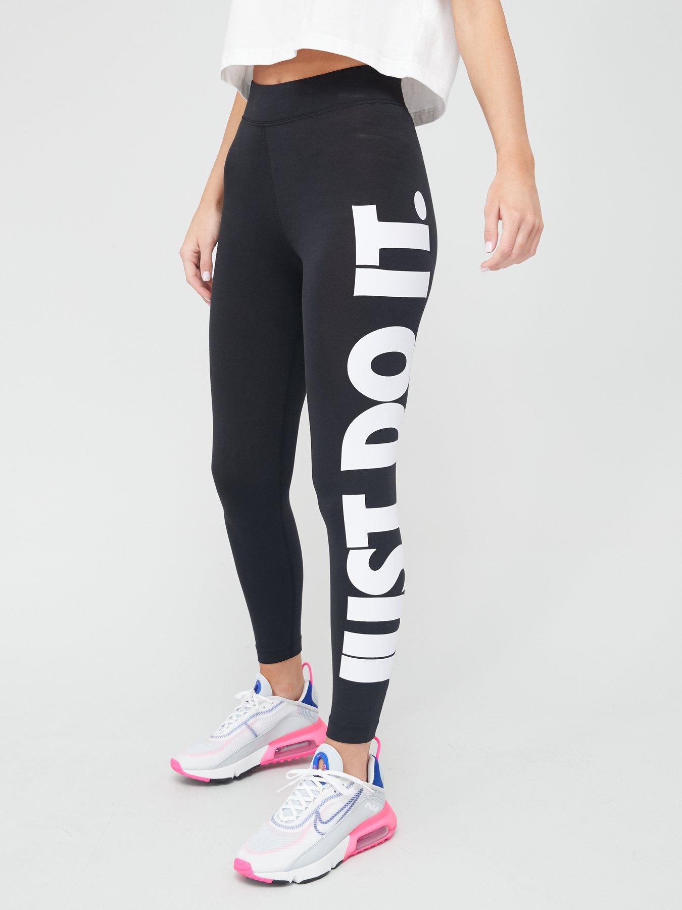 Nike Fast Print Leggings - Black/White