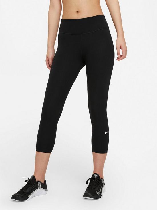front image of nike-the-one-crop-leggings-black