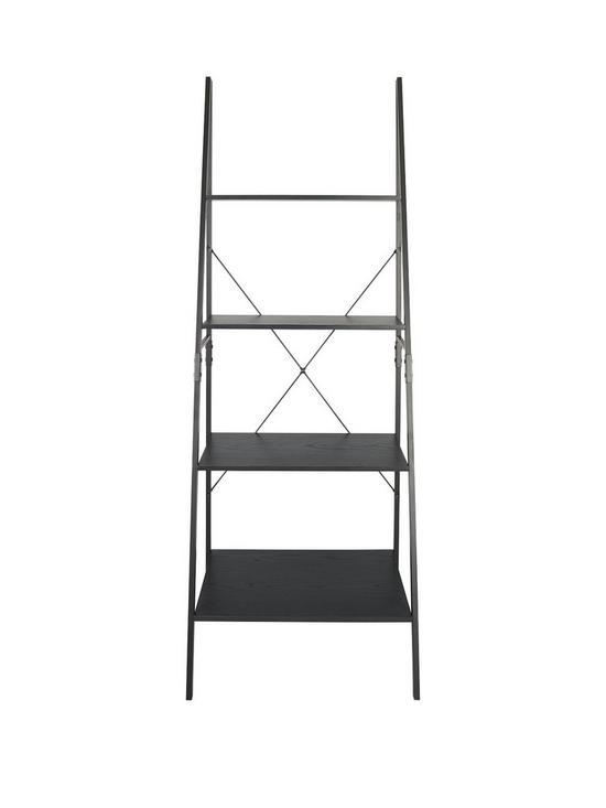 front image of telford-ladder-bookcase-black