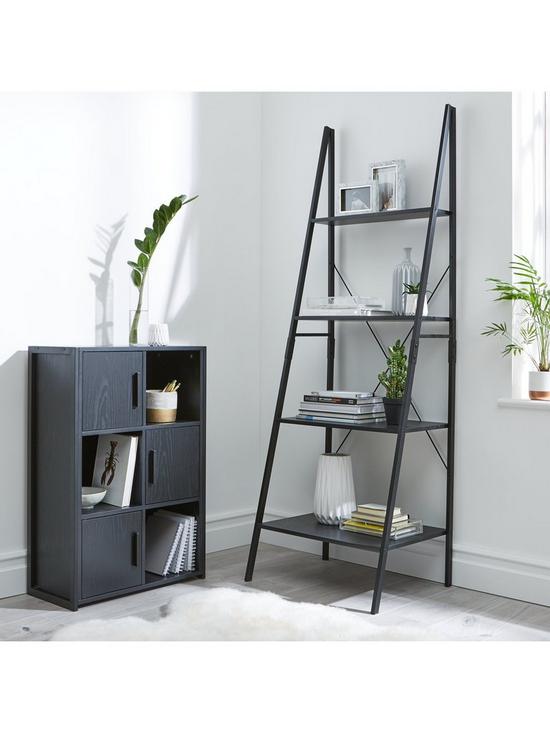 stillFront image of telford-ladder-bookcase-black