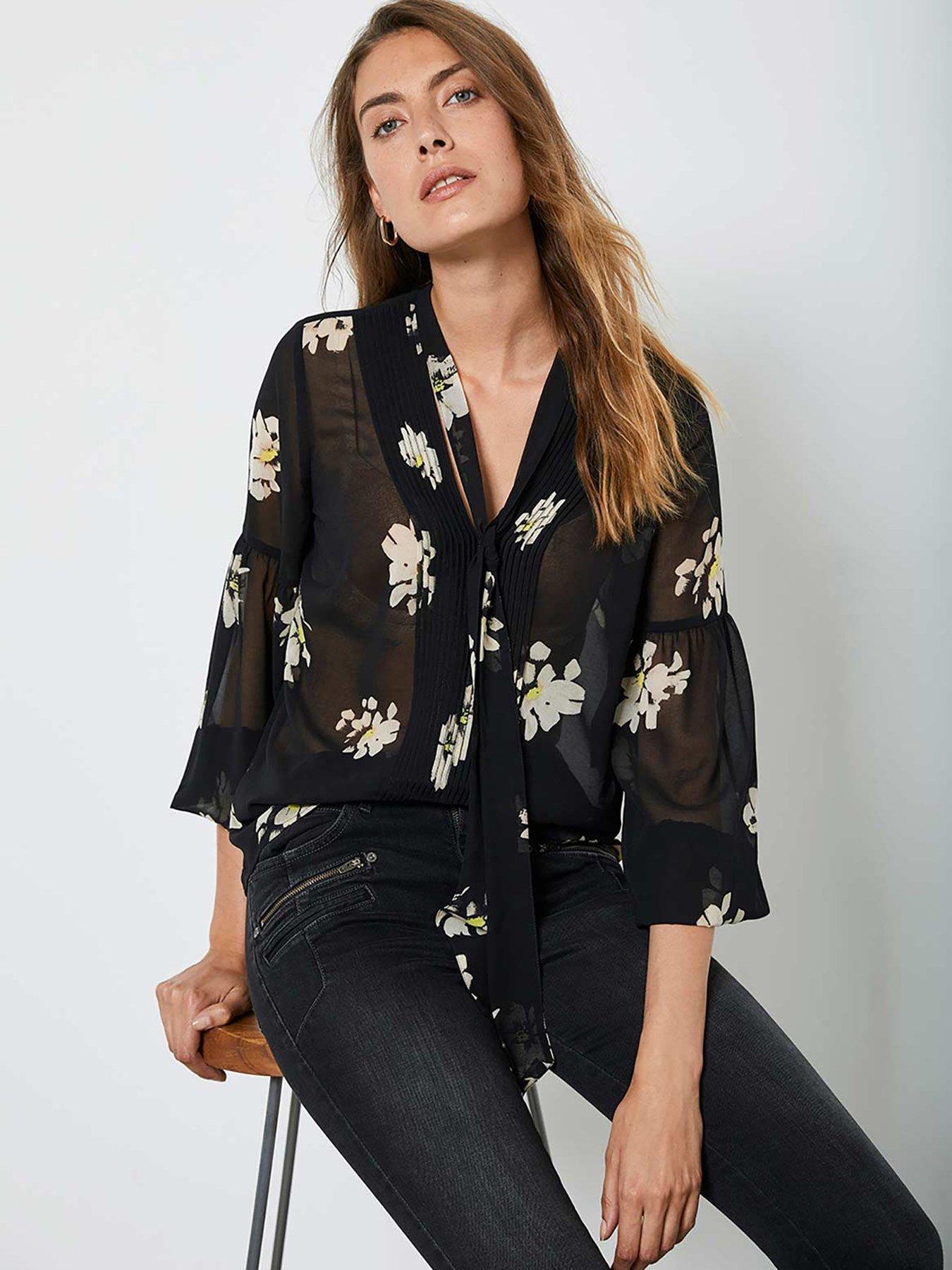 mint velvet black blouse