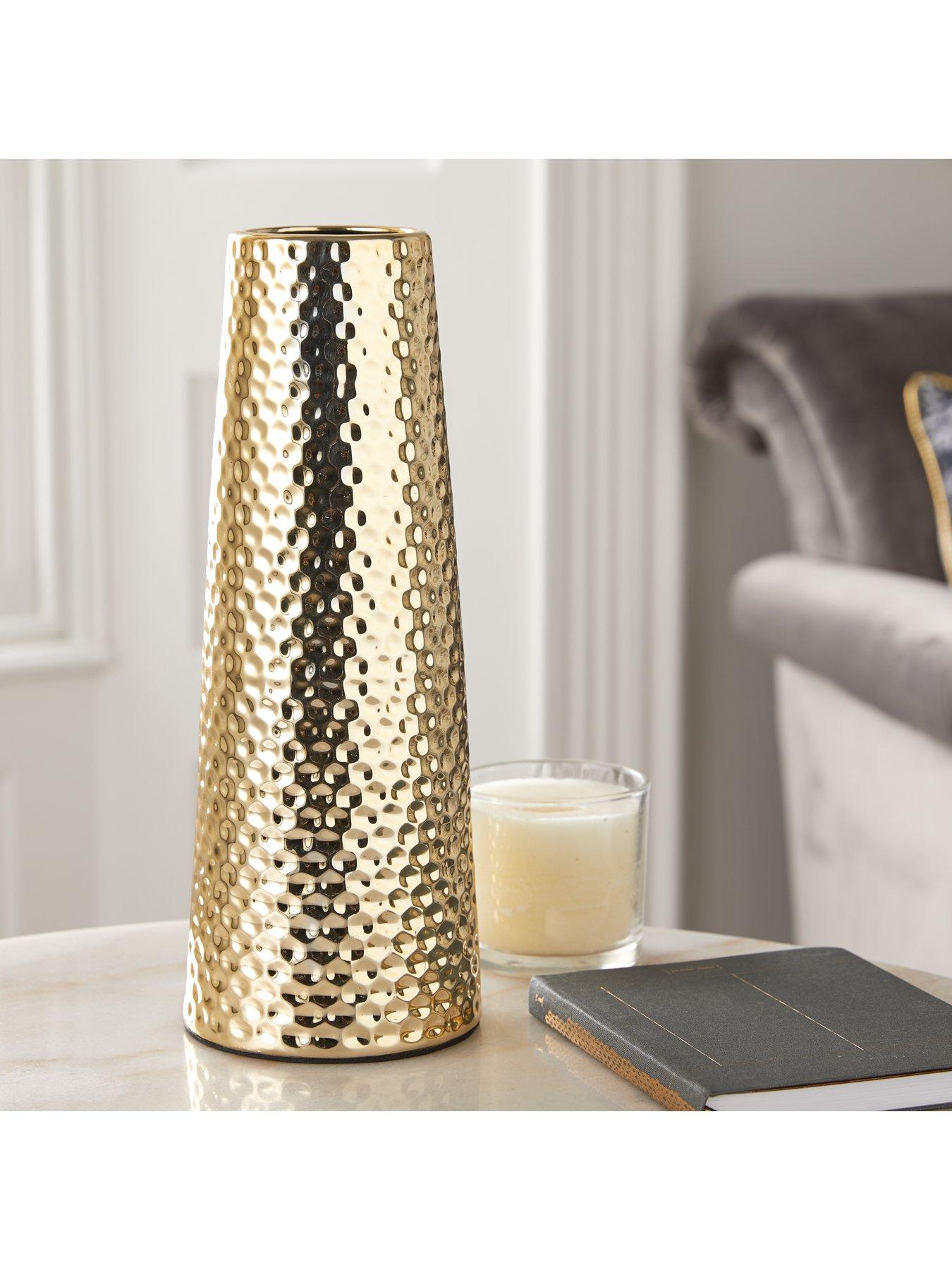 Image 2 of 4 of Tall Hammered Gold Vase
