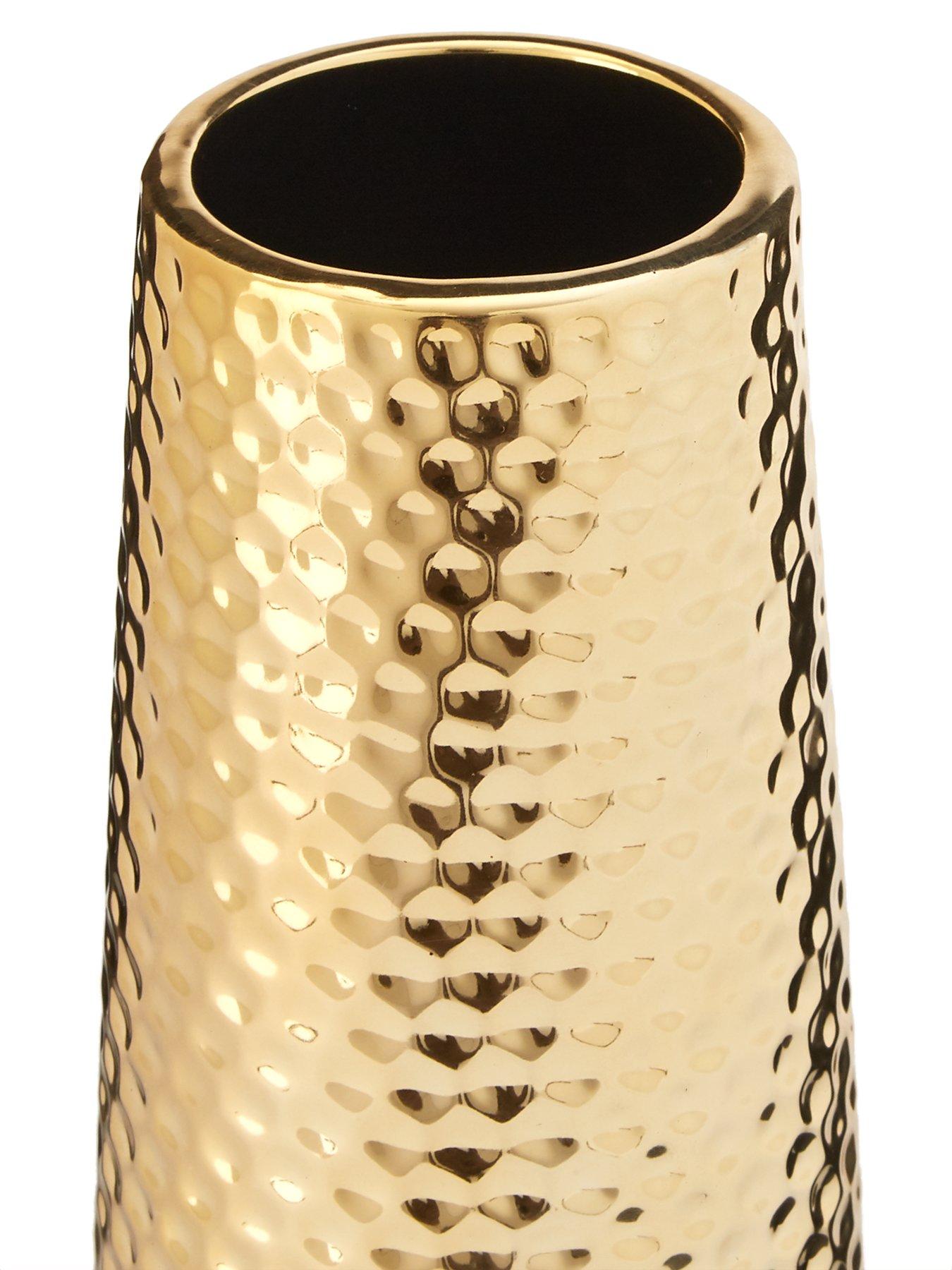 Image 3 of 4 of Tall Hammered Gold Vase