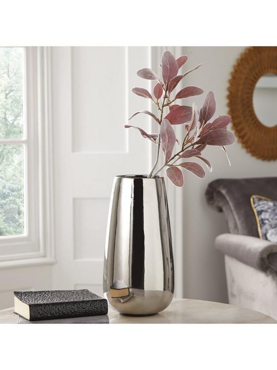 stillFront image of shiny-silver-ceramic-vase