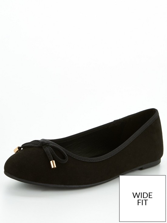 front image of v-by-very-wide-fit-round-toe-ballerina-black