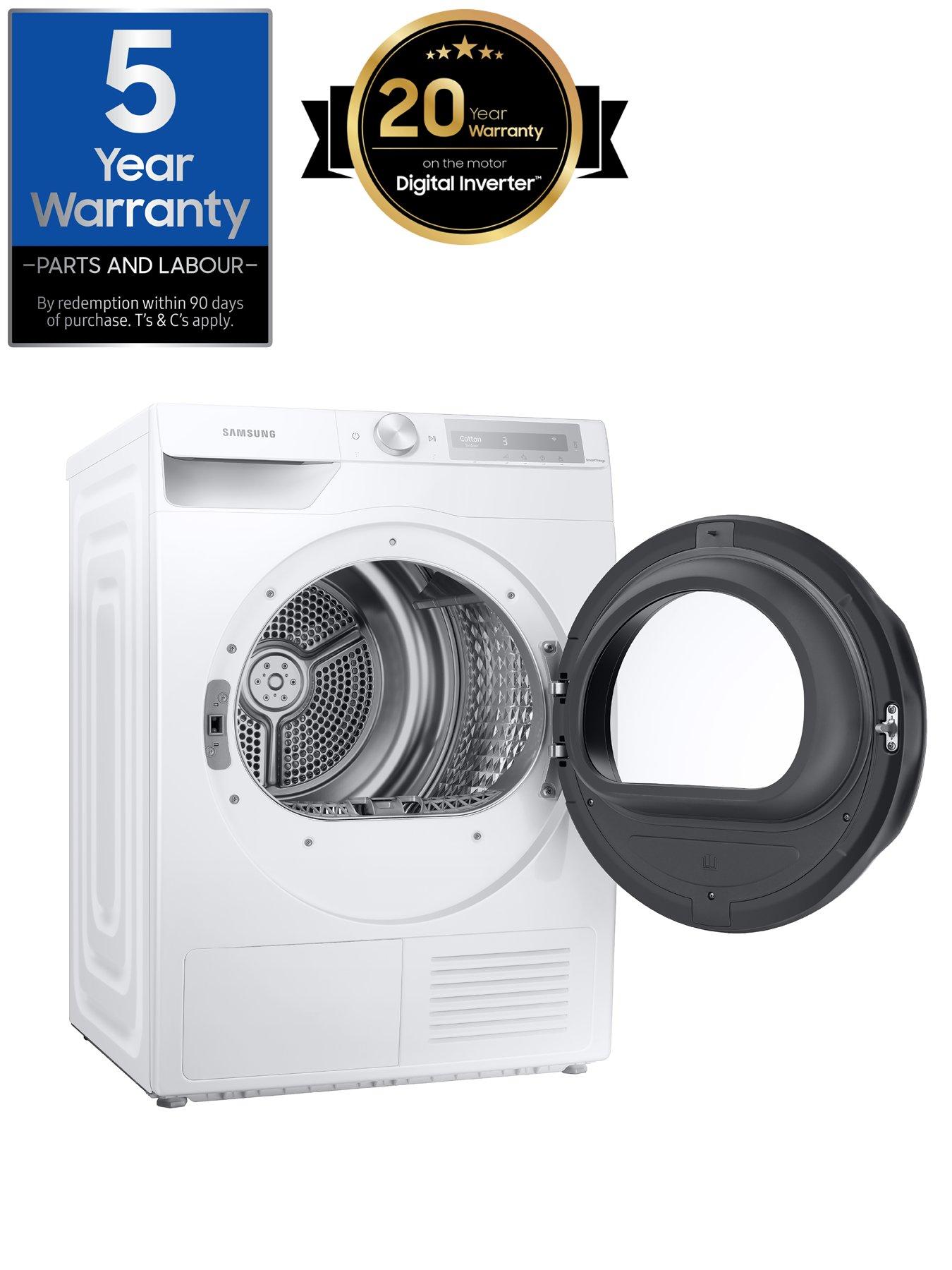  image of samsung-series-6-ai-energy-dv90t6240lhs1-optimaldrytrade-heat-pump-tumble-dryer-9kg-load-a-rated-white