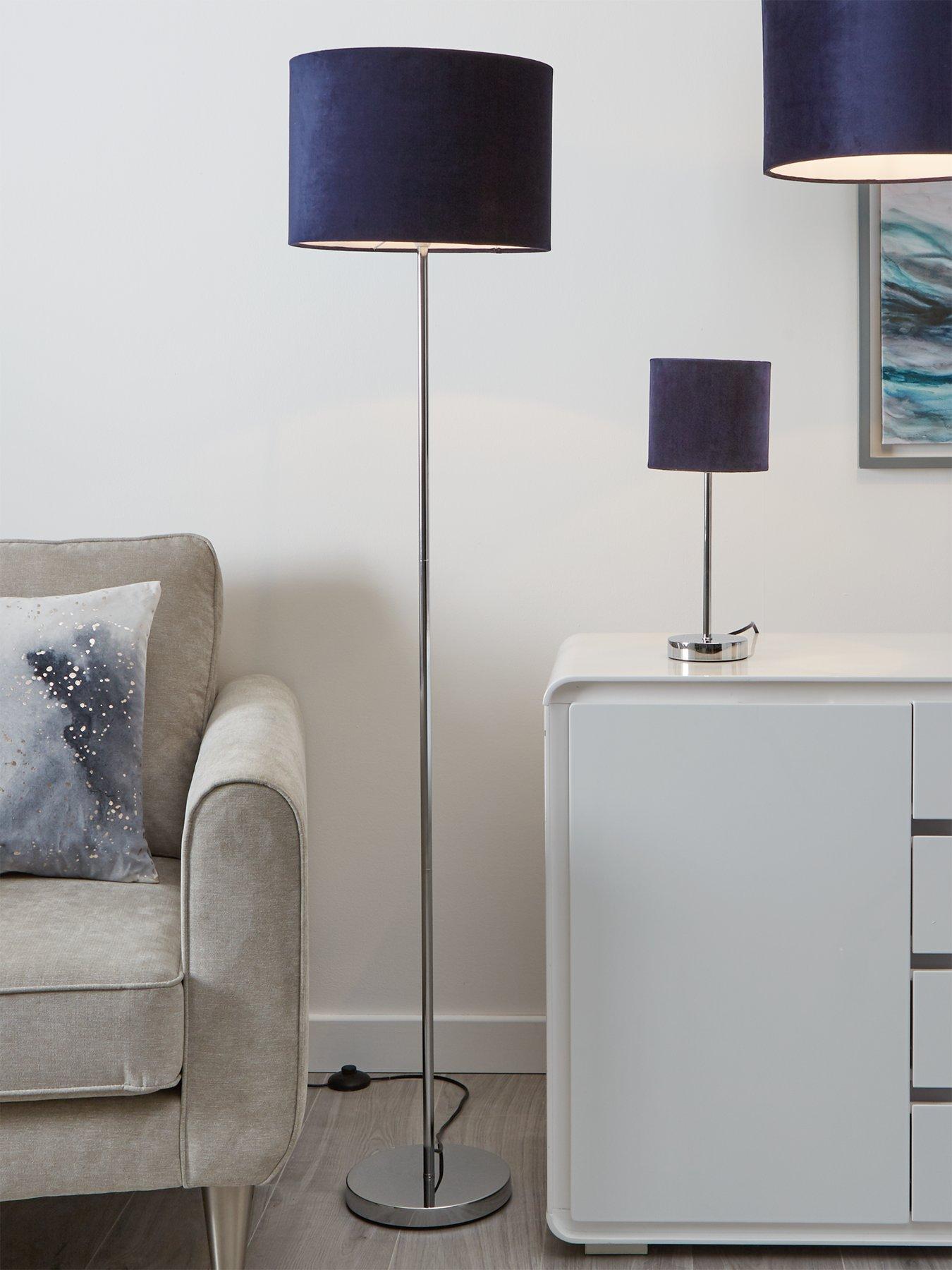The Very Collection Langley Velvet Floor Lamp - Navy