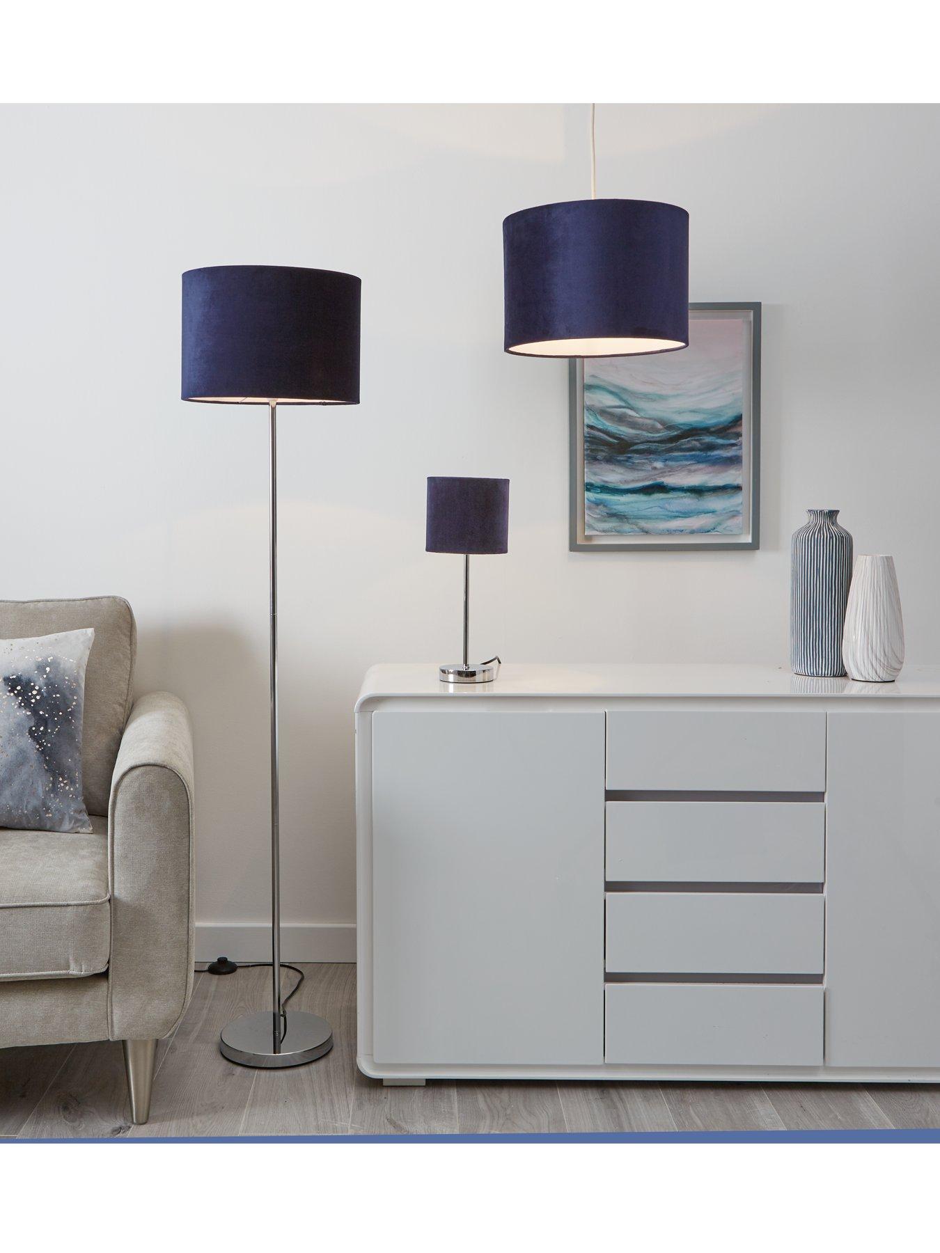 Image 2 of 4 of Very Home Langley Velvet Table Lamp - Navy