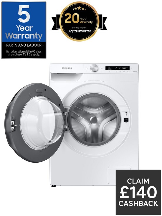 stillFront image of samsung-series-6-ww90t534daws1-auto-dose-washing-machine-9kg-load-1400rpm-spin-a-rated-white
