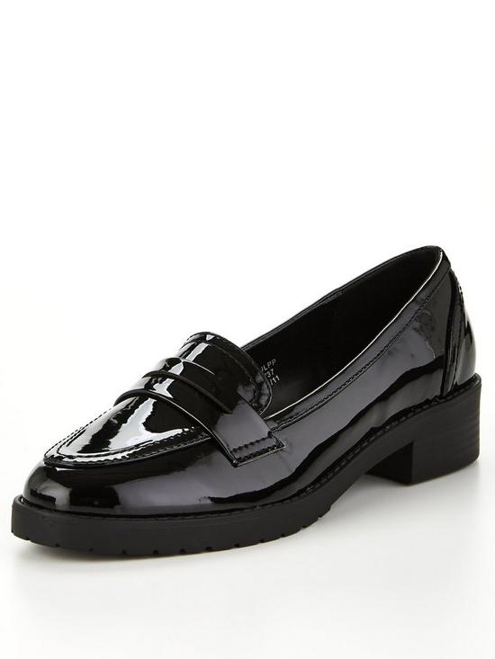 front image of v-by-very-chunky-penny-loafers-black-patent