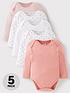  image of mini-v-by-very-baby-girls-5-pack-long-sleeve-essentialnbspbodysuits-pink-mix