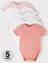  image of mini-v-by-very-baby-girls-5-pack-short-sleeve-essentialnbspbodysuits-pink-mix