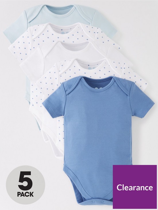 front image of mini-v-by-very-baby-boys-5-pack-short-sleeve-essentialnbspbodysuits-blue-mix